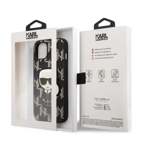 Karl Lagerfeld Monogram Ikonik Apple iPhone 13 Pro Max (6.7) hátlapvédő tok fekete (KLHCP13XPMNIKBK)