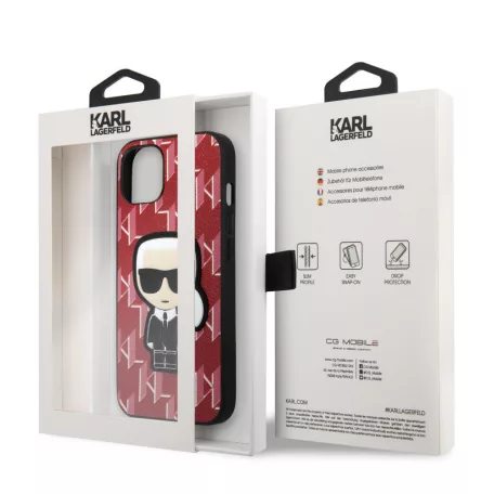 Karl Lagerfeld Monogram Ikonik Apple iPhone 13 Pro Max (6.7) hátlapvédő tok piros (KLHCP13XPMNIKPI)