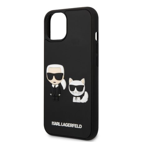 Karl Lagerfeld and Choupette 3D Apple iPhone 13 (6.1) hátlapvédő tok fekete (KLHCP13M3DRKCK)