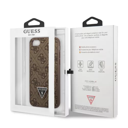 Guess 4G Saffiano Double Card Apple iPhone 7 / 8 / SE2 / SE3 (4.7) hátlapvédő tok barna (GUHCI8P4TPW)