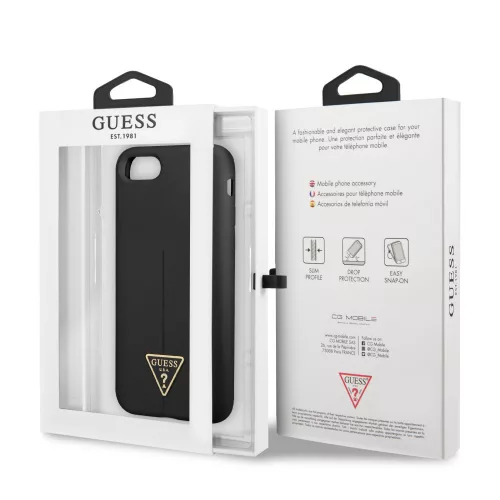 Guess Silicone Line Triangle Apple iPhone 7 / 8 / SE2 / SE3 (4.7) hátlapvédő tok fekete (GUHCI8SLTGK)