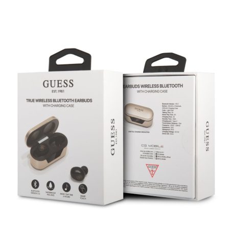 Guess True Wireless Classic Logo Bluetooth 5.0 sztereó TWS headset beépített mikrofonnal arany (GUTWST31ED)