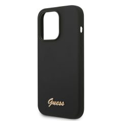   Guess Apple iPhone 14 Pro (6.1) Liquid Silicone Metal Logo hátlapvédő tok fekete (GUHCP14LSLSMK)