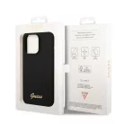 Guess Apple iPhone 14 Pro Max (6.7) Silicone Metal Logo hátlapvédő tok fekete (GUHCP14XSLSMK)