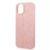 Guess Apple iPhone 14 Pro Max (6.7) PC/TPU Glitter Flakes Metal Logo hátlapvédő tok pink (GUHCP14XHGGSHP)