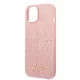 Guess Apple iPhone 14 Pro Max (6.7) PC/TPU Glitter Flakes Metal Logo hátlapvédő tok pink (GUHCP14XHGGSHP)