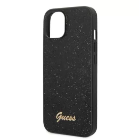   Guess Apple iPhone 14 Plus (6.7) PC/TPU Glitter Flakes Metal Logo hátlapvédő tok fekete (GUHCP14MHGGSHK)