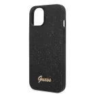 Guess Apple iPhone 14 Pro Max (6.7) PC/TPU Glitter Flakes Metal Logo hátlapvédő tok fekete (GUHCP14XHGGSHK)