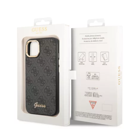 Guess Apple iPhone 14 (6.1) PC/TPU 4G Metal Camera Outline hátlapvédő tok fekete (GUHCP14SHG4SHK)