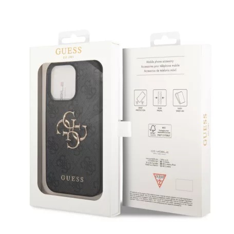 Guess Apple iPhone 14 (6.1) PU 4G Metal Logo hátlapvédő tok szürke (GUHCP14S4GMGGR)
