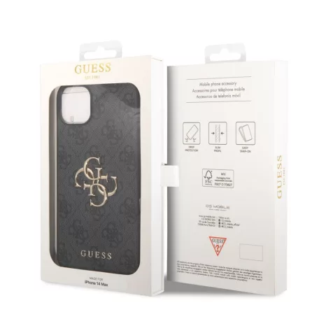 Guess Apple iPhone 14 Pro Max (6.7) Metal Logo hátlapvédő tok szürke (GUHCP14X4GMGGR)