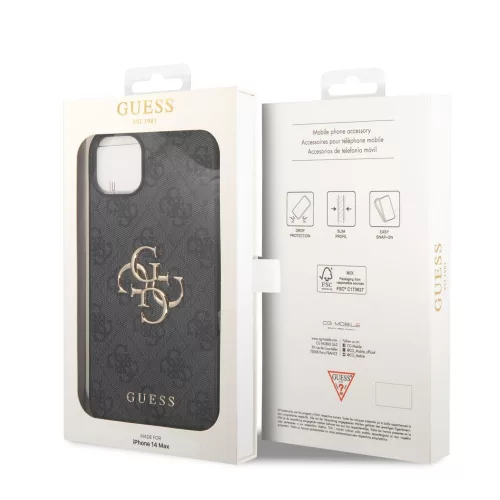 Guess Apple iPhone 14 Pro Max (6.7) Metal Logo hátlapvédő tok szürke (GUHCP14X4GMGGR)