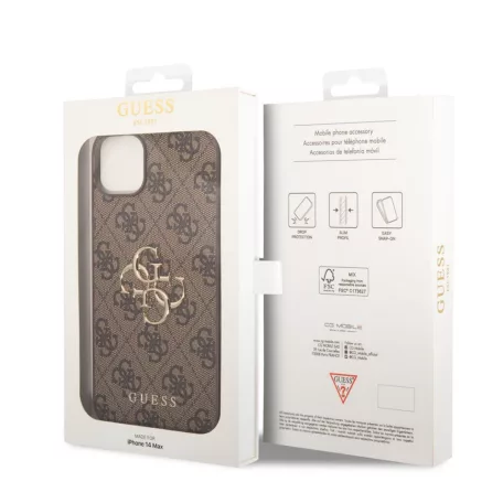 Guess Apple iPhone 14 Plus (6.7) Metal Logo hátlapvédő tok barna (GUHCP14M4GMGBR)