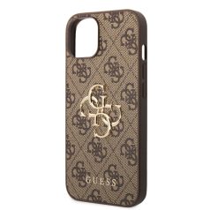   Guess Apple iPhone 14 Pro (6.1) PU 4G Metal Logo hátlapvédő tok barna (GUHCP14L4GMGBR)