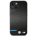 BMW Leather Carbon Apple iPhone 14 Plus / 15 Plus (6.7) hátlapvédő tok fekete (BMHCP14M22NBCK)