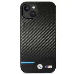   BMW Leather Carbon Apple iPhone 14 Plus / 15 Plus (6.7) hátlapvédő tok fekete (BMHCP14M22NBCK)
