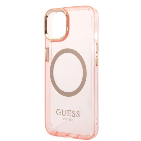 Guess Apple iPhone 14 Plus (6.7) Translucent MagSafe hátlapvédő tok pink (GUHMP14MHTCMP)