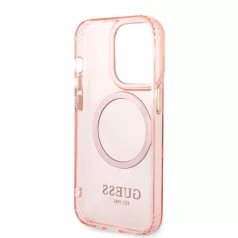   Guess Apple iPhone 14 Pro Max (6.7) Translucent MagSafe hátlapvédő tok pink (GUHMP14XHTCMP)