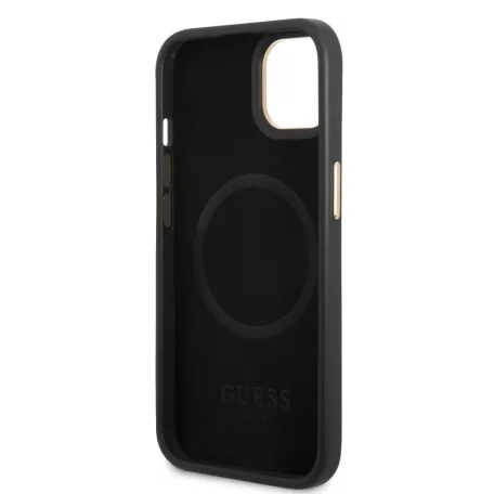 Guess Apple iPhone 14 (6.1) PU 4G MagSafe hátlapvédő tok fekete (GUHMP14SU4GPRK)