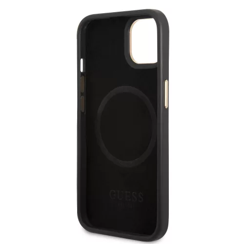 Guess Apple iPhone 14 (6.1) PU 4G MagSafe hátlapvédő tok fekete (GUHMP14SU4GPRK)