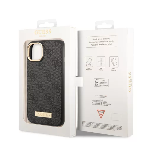 Guess Apple iPhone 14 (6.1) PU 4G MagSafe hátlapvédő tok fekete (GUHMP14SU4GPRK)