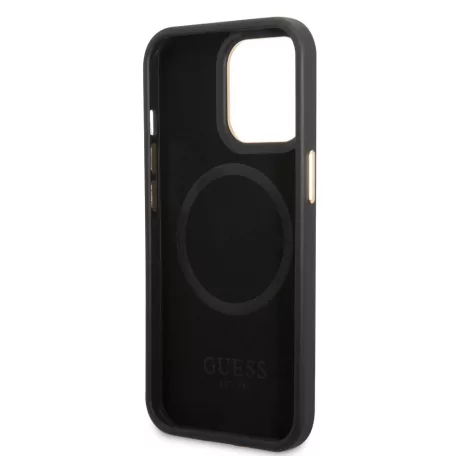 Guess Apple iPhone 14 Pro (6.1) PU 4G MagSafe hátlapvédő tok fekete (GUHMP14LU4GPRK)