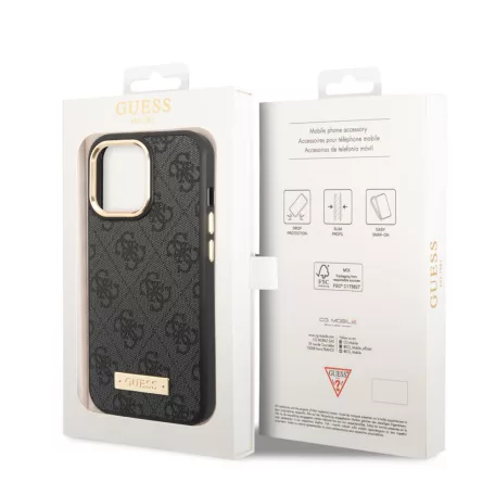 Guess Apple iPhone 14 Pro (6.1) PU 4G MagSafe hátlapvédő tok fekete (GUHMP14LU4GPRK)