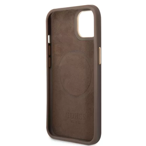 Guess Apple iPhone 14 (6.1) PU 4G MagSafe hátlapvédő tok barna (GUHMP14SU4GPRW)