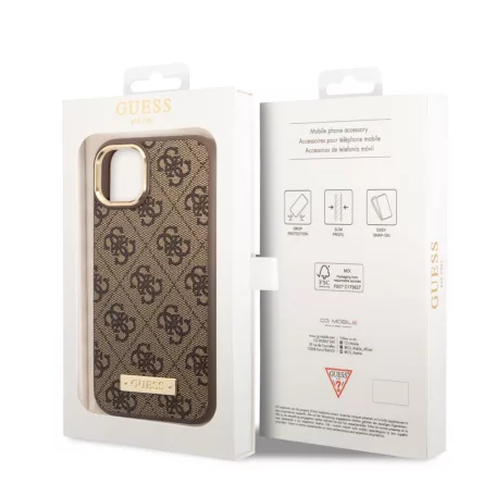 Guess Apple iPhone 14 (6.1) PU 4G MagSafe hátlapvédő tok barna (GUHMP14SU4GPRW)