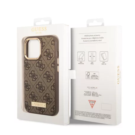 Guess Apple iPhone 14 Pro (6.1) PU 4G MagSafe hátlapvédő tok barna (GUHMP14LU4GPRW)
