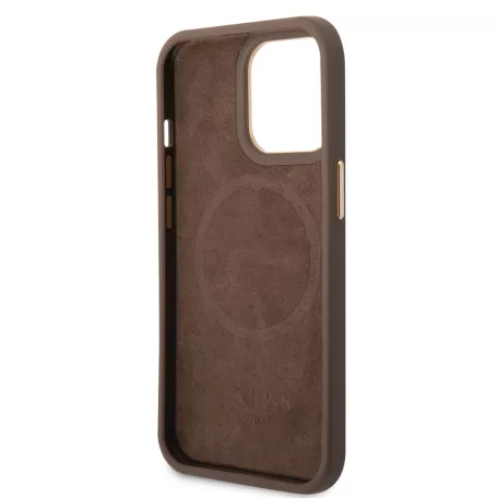 Guess Apple iPhone 14 Pro Max (6.7) PU 4G MagSafe hátlapvédő tok barna (GUHMP14XU4GPRW)