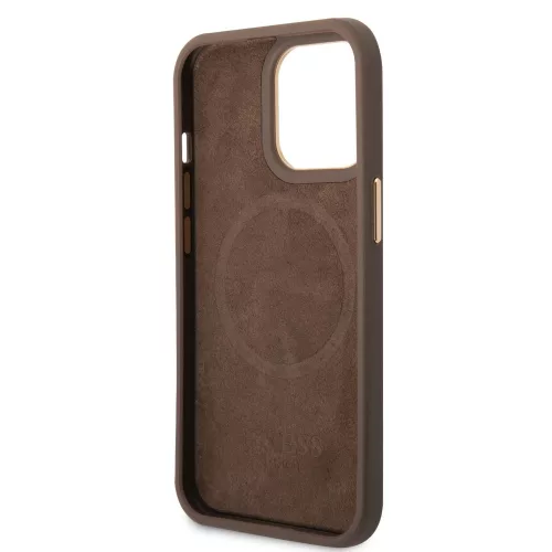 Guess Apple iPhone 14 Pro Max (6.7) PU 4G MagSafe hátlapvédő tok barna (GUHMP14XU4GPRW)
