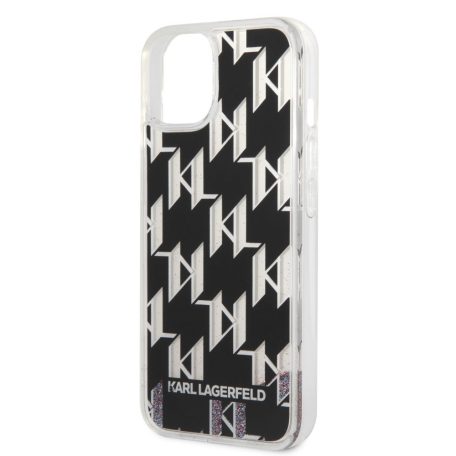 Karl Lagerfeld Monogram Liquid Glitter Apple iPhone 14 Plus (6.7) hátlapvédő tok fekete (KLHCP14MLMNMK)