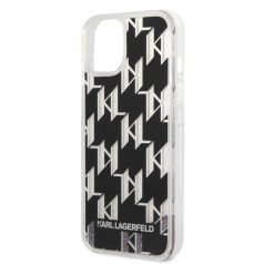   Karl Lagerfeld Monogram Liquid Glitter Apple iPhone 14 Pro (6.1) hátlapvédő tok fekete (KLHCP14LLMNMK)