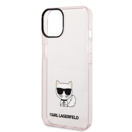 Karl Lagerfeld Choupette Logo Apple iPhone 14 (6.1) hátlapvédő tok pink (KLHCP14SCTTRI)