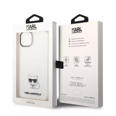Karl Lagerfeld Choupette Logo Apple iPhone 14 Plus (6.7) hátlapvédő tok átlátszó (KLHCP14MCTTR)