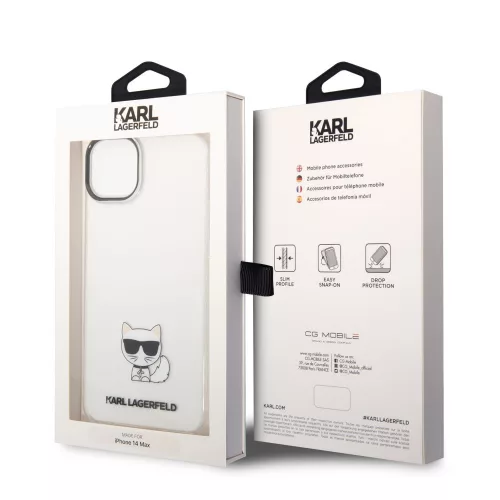 Karl Lagerfeld Choupette Logo Apple iPhone 14 Plus (6.7) hátlapvédő tok átlátszó (KLHCP14MCTTR)