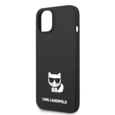   Karl Lagerfeld Liquid Silicone Choupette Apple iPhone 14 (6.1) hátlapvédő tok fekete (KLHCP14SSLCTBK)