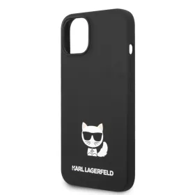   Karl Lagerfeld Liquid Silicone Choupette Apple iPhone 14 (6.1) hátlapvédő tok fekete (KLHCP14SSLCTBK)