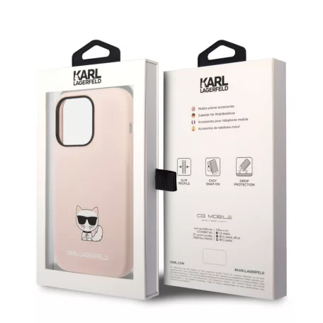 Karl Lagerfeld Liquid Silicone Choupette Apple iPhone 14 Pro Max (6.7) hátlapvédő tok pink (KLHCP14XSLCTPI)