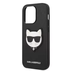   Karl Lagerfeld PU Saffiano Choupette Head Apple iPhone 14 Pro Max (6.7) hátlapvédő tok fekete (KLHCP14XSAPCHK)