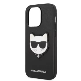   Karl Lagerfeld PU Saffiano Choupette Head Apple iPhone 14 Pro Max (6.7) hátlapvédő tok fekete (KLHCP14XSAPCHK)