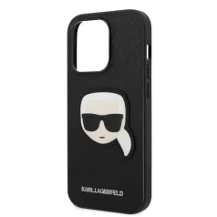   Karl Lagerfeld PU Saffiano Karl Head Apple iPhone 14 Pro (6.1) hátlapvédő tok fekete (KLHCP14LSAPKHK)