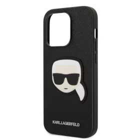   Karl Lagerfeld PU Saffiano Karl Head Apple iPhone 14 Pro (6.1) hátlapvédő tok fekete (KLHCP14LSAPKHK)