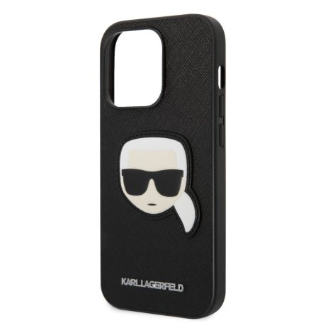 Karl Lagerfeld PU Saffiano Karl Head Apple iPhone 14 Pro (6.1) hátlapvédő tok fekete (KLHCP14LSAPKHK)