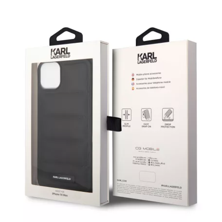 Karl Lagerfeld Quilted Puffy Metal Logo Apple iPhone 14 Pro (6.1) hátlapvédő tok fekete (KLHCP14LPSQAK)