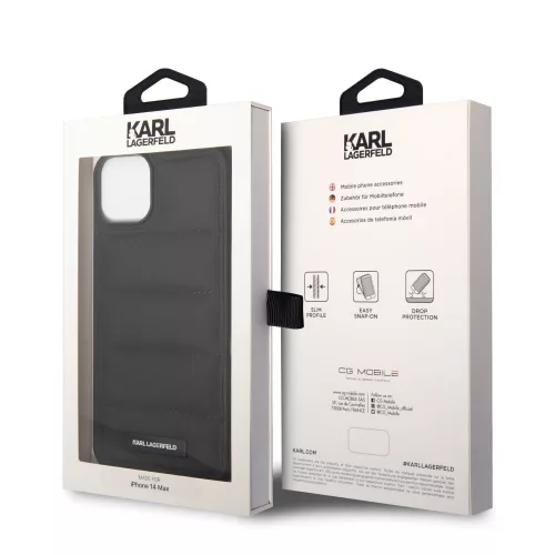 Karl Lagerfeld Quilted Puffy Metal Logo Apple iPhone 14 Pro Max (6.7) hátlapvédő tok fekete (KLHCP14XPSQAK)