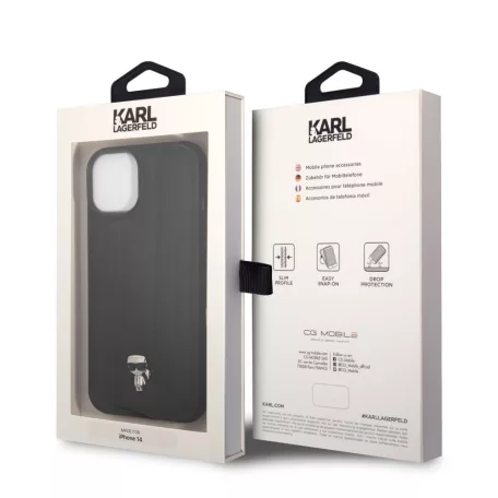 Karl Lagerfeld Quilted Puffy Ikonik Logo Apple iPhone 14 (6.1) hátlapvédő tok fekete (KLHCP14SPSQPK)