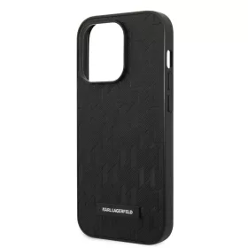   Karl Lagerfeld Saffiano Monogram Apple iPhone 14 Pro (6.1) hátlapvédő tok fekete (KLHCP14LSAKLHPK)