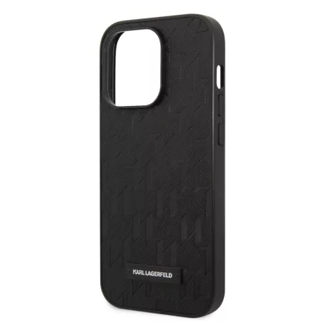 Karl Lagerfeld Saffiano Monogram Apple iPhone 14 Pro (6.1) hátlapvédő tok fekete (KLHCP14LSAKLHPK)